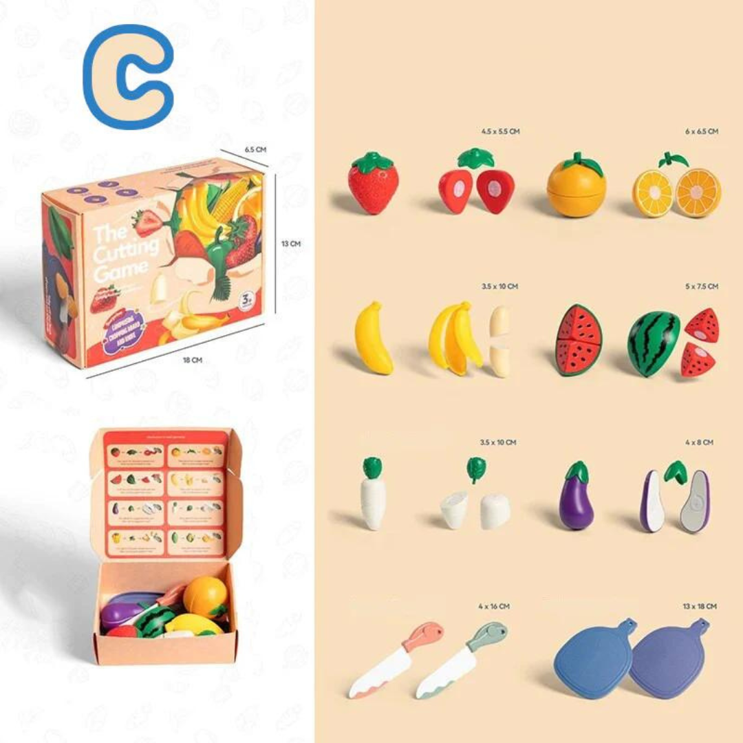 Fruitigo – Nauka i zabawa – zestaw do krojenia owoców Montessori