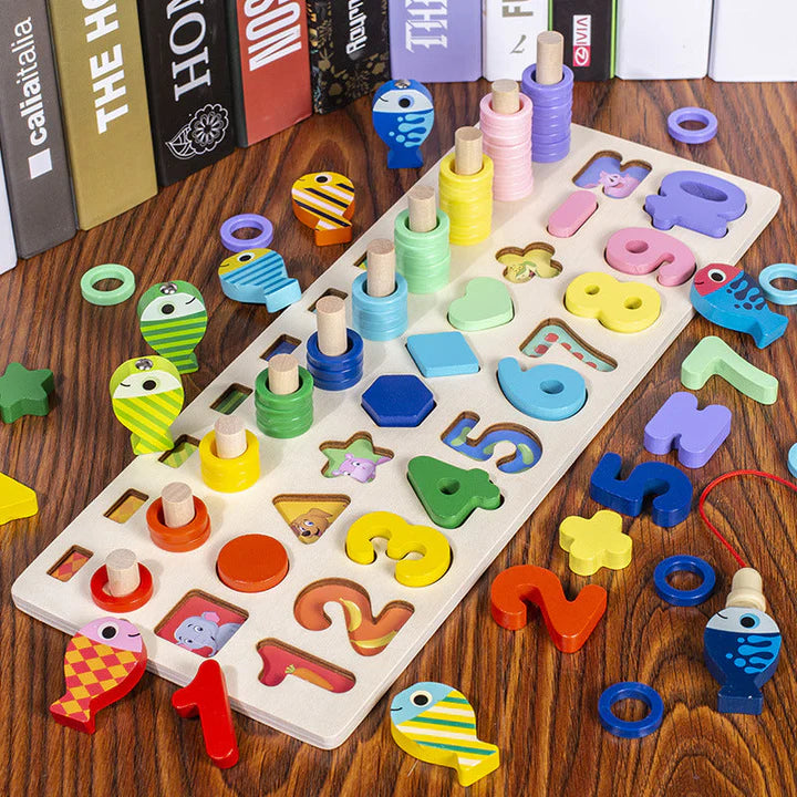 Woods™ - Drewniana tablica z cyframi i literami - Zabawki Montessori