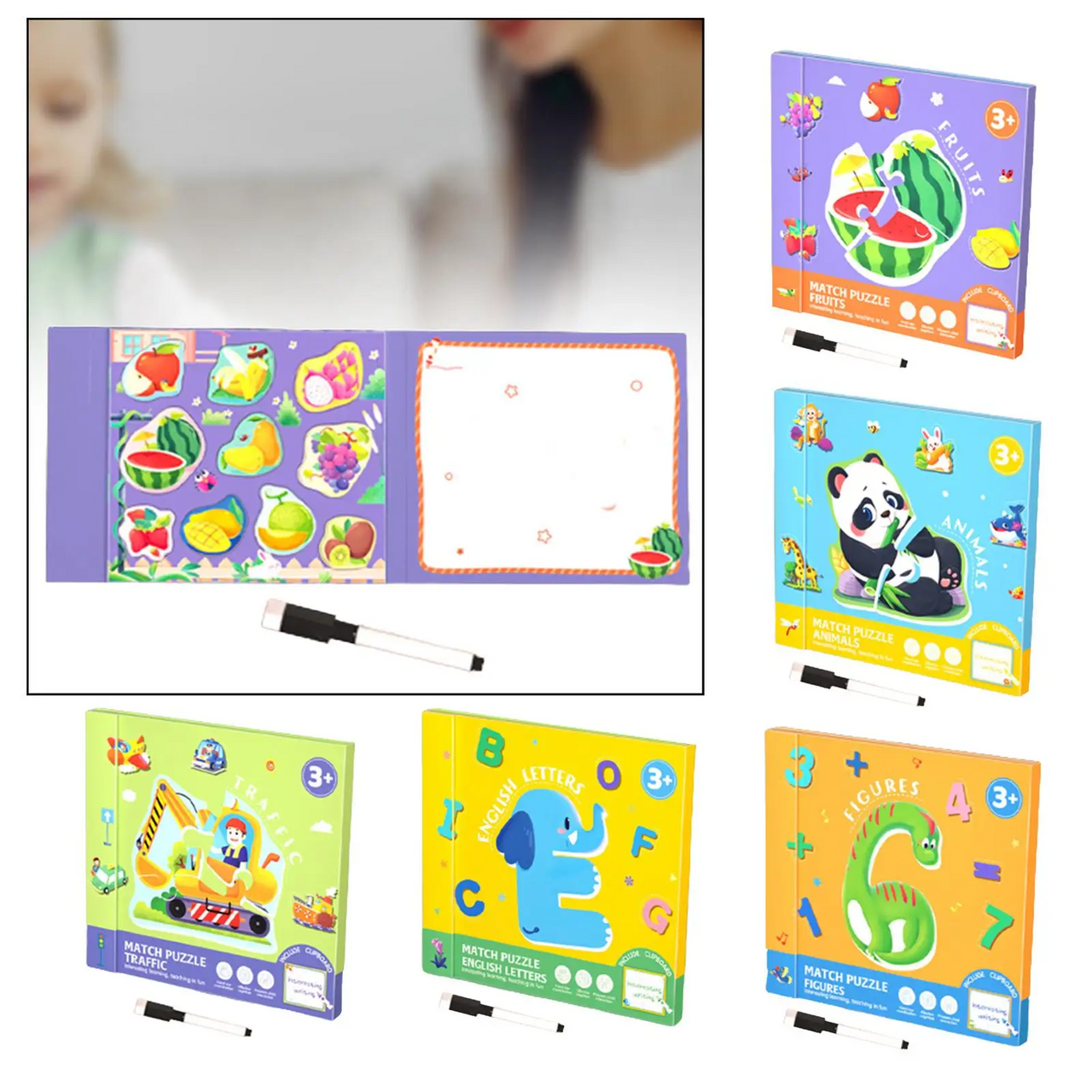 SmartMatch – Zabawa i nauka – magnetyczna książeczka 2 w 1 do rysowania i układania puzzli