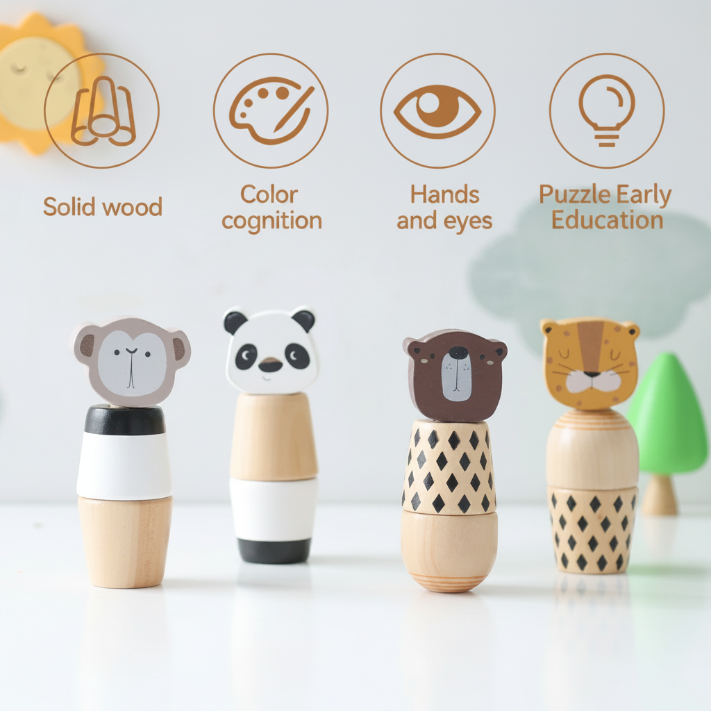 WoodyFriends – Motoryka i zabawa – drewniane zabawki do układania w stosy w kształcie zwierzątek