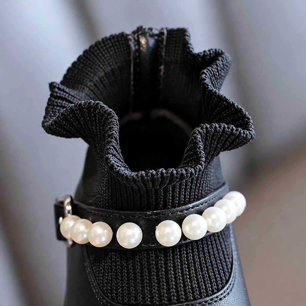 PearlCharm – Eleganckie i urocze – dziecięce botki z perłowymi detalami