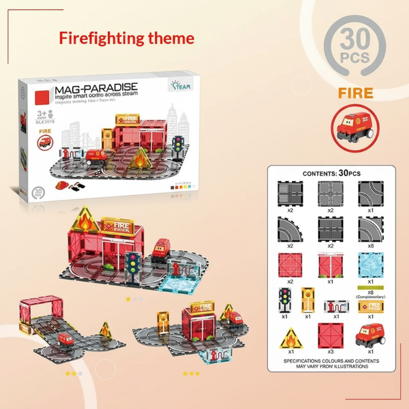 Magnetic Road Blocks – Kreatywne i edukacyjne – zestaw do budowania „Magnetyczne drogi”