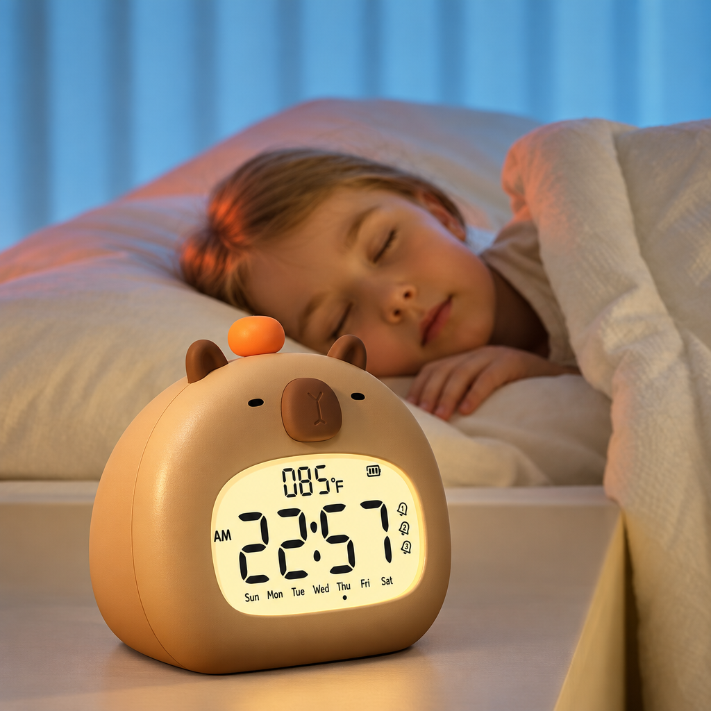 CappyClock – Niedlich & vielseitig – Digitaler Kinderwecker mit Nachtlicht