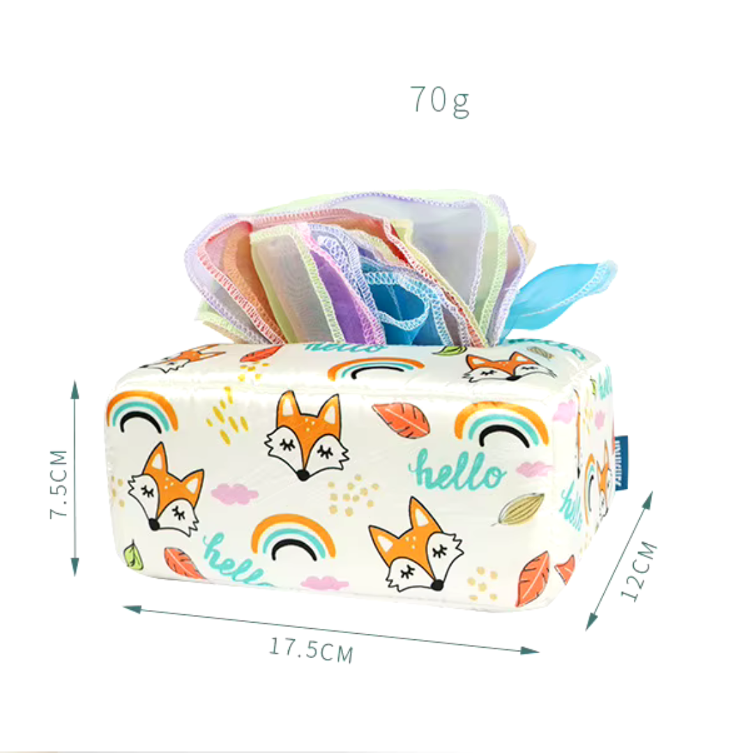 KleurenKracht – Rozwój i zmysły - Pudełko na chusteczki sensoryczne Montessori