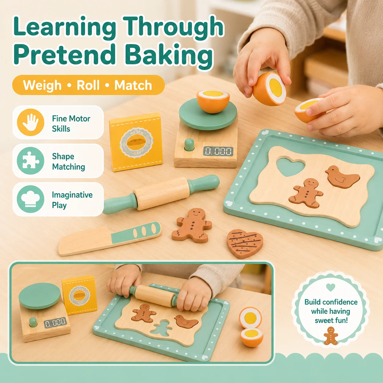 BakeBuddy – Kreatywne i edukacyjne – drewniany zestaw do pieczenia