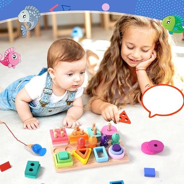 Kolorowe wędkowanie - kreatywna i edukacyjna - drewniana gra wędkarska