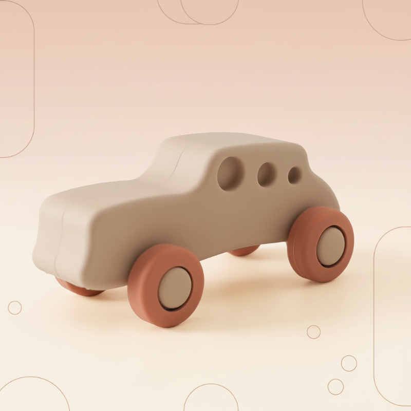 Montessori Silicone Toy Car – Bezpieczne i przyjazne dla ząbków – silikonowa zabawka do gryzienia w kształcie pojazdu