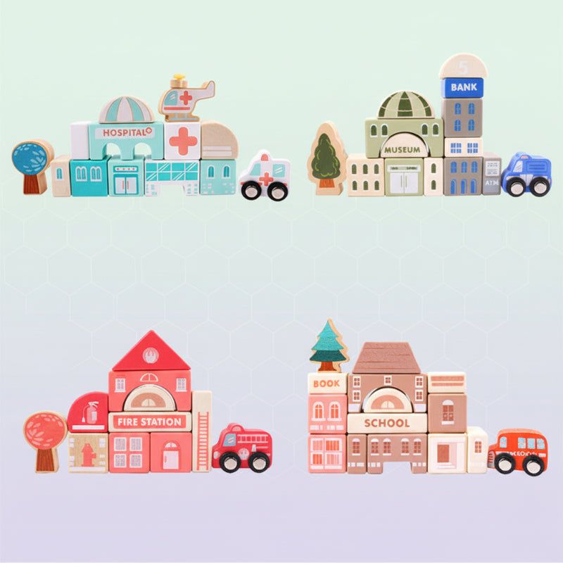 BuildJoy – Edukacyjne i zabawne – Drewniane klocki budowlane w mieście