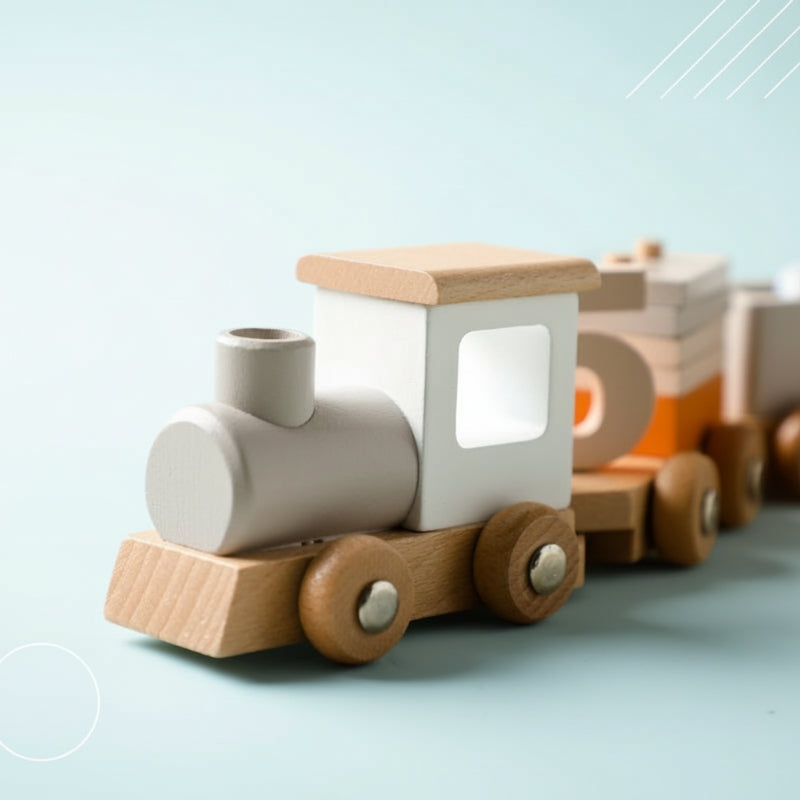 TrainCount –  Klasyczne i edukacyjne – drewniany pociąg Montessori