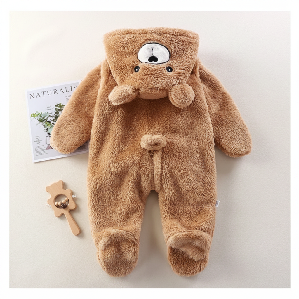 CozyBear – Miękkie i ciepłe – kombinezon dla niemowląt z kapturem w zwierzęce wzory