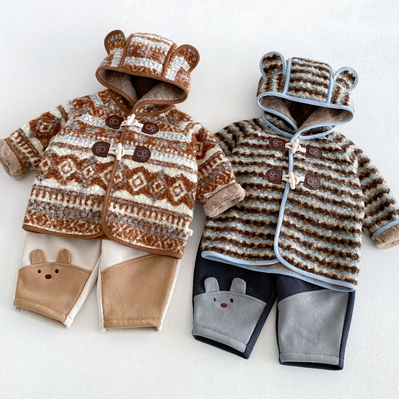 LittleWarm – Przytulny i stylowy – płaszcz zimowy z wzorem Fair Isle