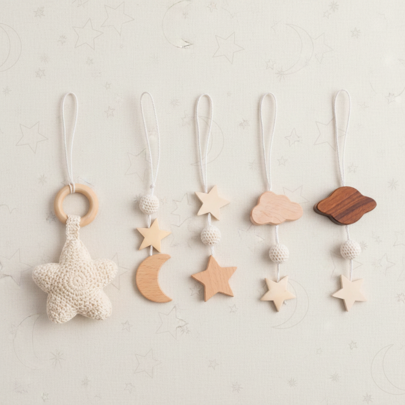 Wooden Baby Rattle Toy – Rozwój zmysłów i bezpieczeństwo – Baby Gym