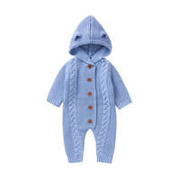 Thumbnail for SoftKnit – Ciepły i uroczy – dzianinowy kombinezon dla niemowląt z kapturem