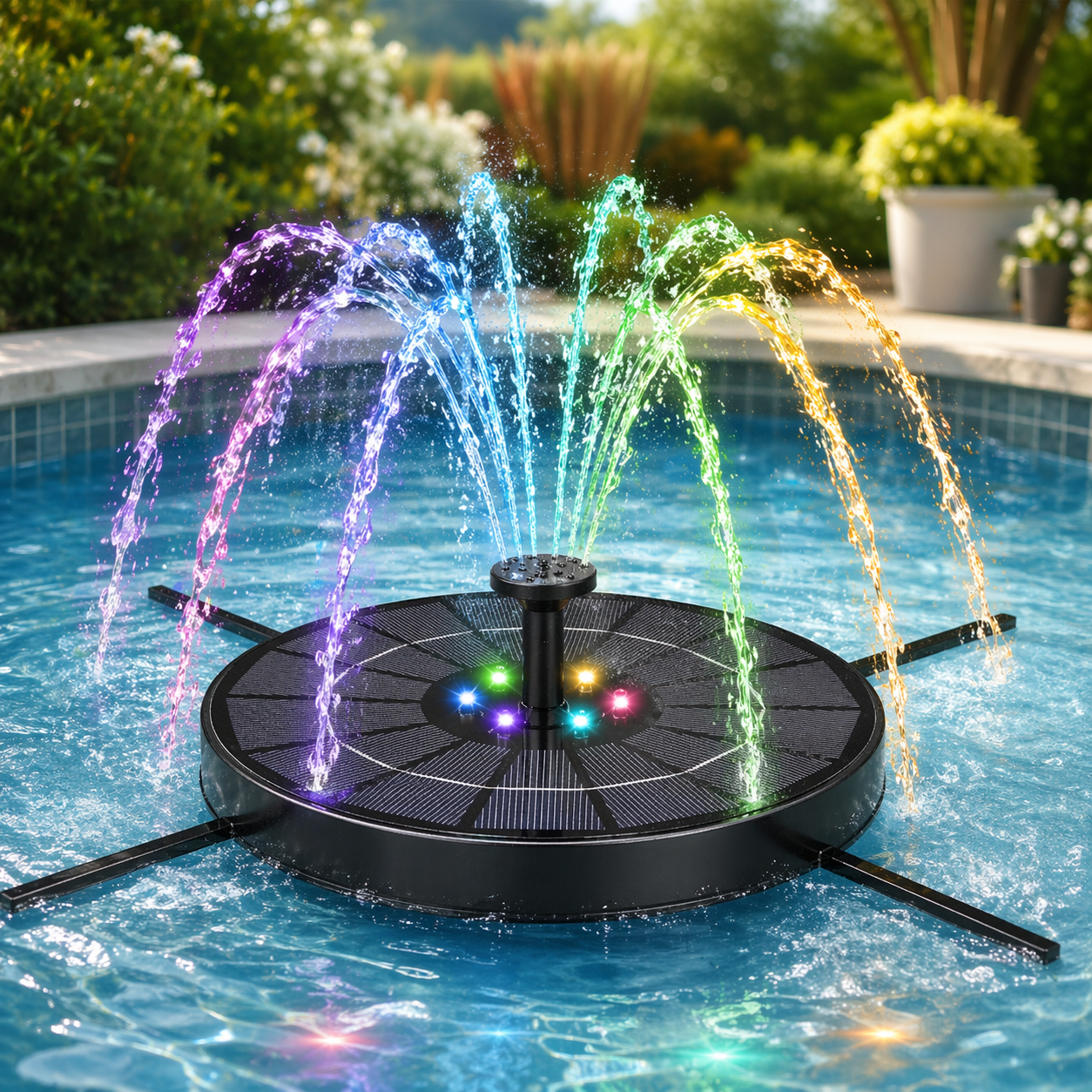 Solar LED Fountain Toy – Zabawne i interaktywne – fontanna z zabawkami wodnymi