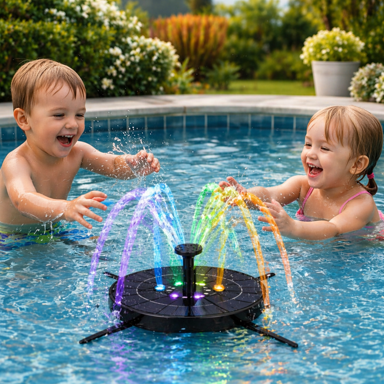 Solar LED Fountain Toy – Zabawne i interaktywne – fontanna z zabawkami wodnymi