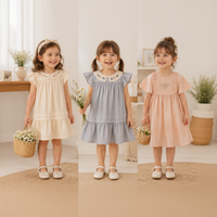 Thumbnail for Short Sleeve Embroidery Dress – Elegancja i wygoda – sukienka dla dziewczynek w stylu butikowym