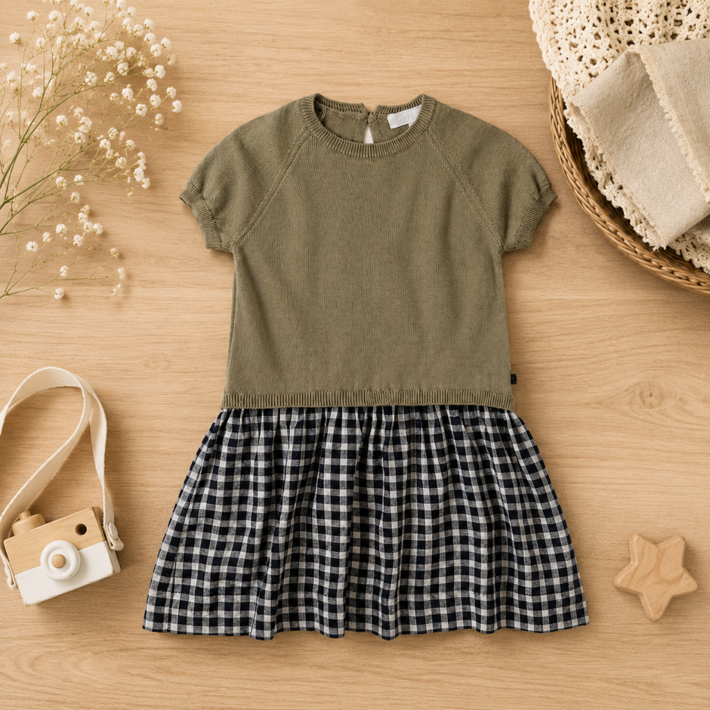 Plaid Patchwork Dress – Modna i zwiewna – sukienka w kratkę
