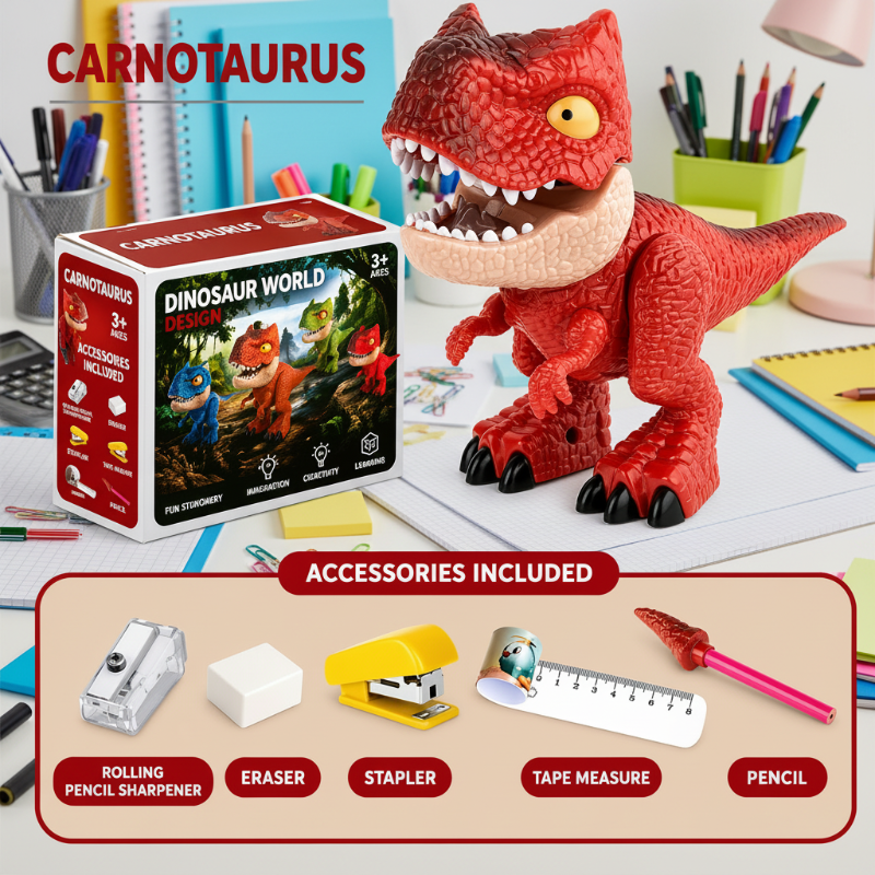 Dinosaur Stationery Toy – Kreatywny i edukacyjny – zestaw biurkowy 5 w 1