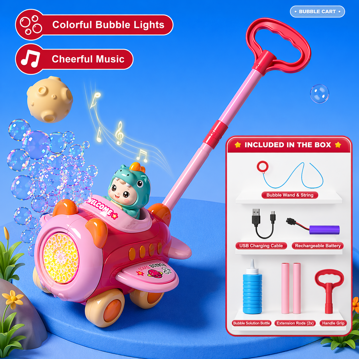Bubble Blower – Zabawne i fajne – wózek z dmuchawką do baniek mydlanych