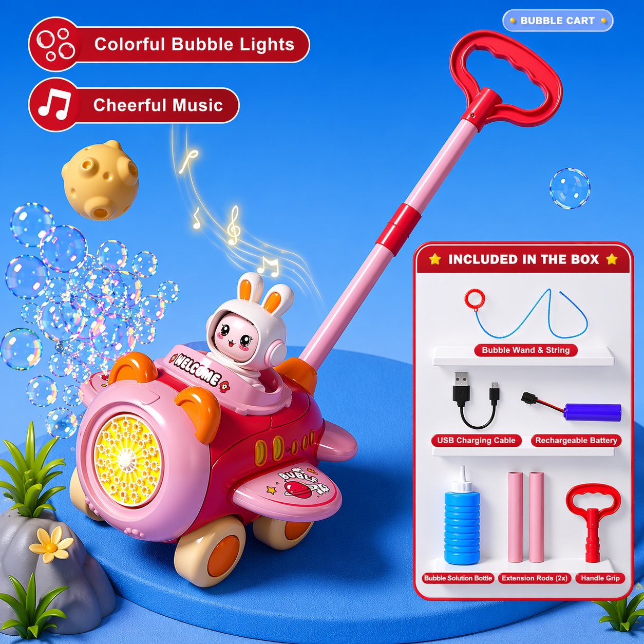 Bubble Blower – Zabawne i fajne – wózek z dmuchawką do baniek mydlanych
