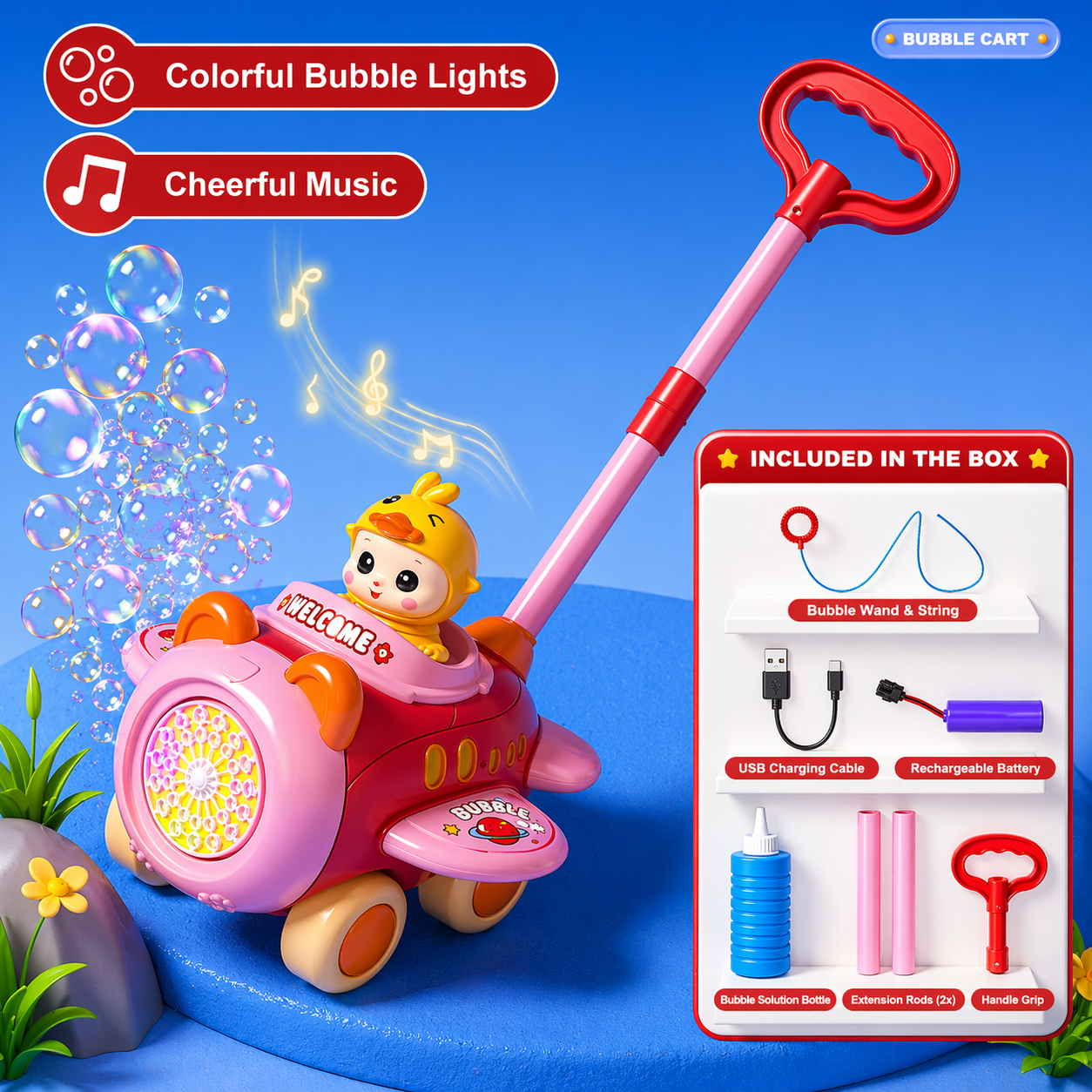 Bubble Blower – Zabawne i fajne – wózek z dmuchawką do baniek mydlanych