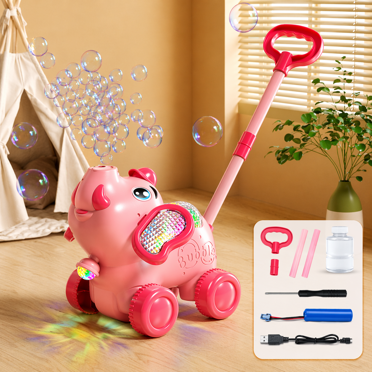 Bubble Blower – Zabawne i fajne – wózek z dmuchawką do baniek mydlanych
