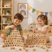Thumbnail for Rainbow Gem Stacking Blocks – Kreatywne i edukacyjne – zestaw drewnianych klocków do układania