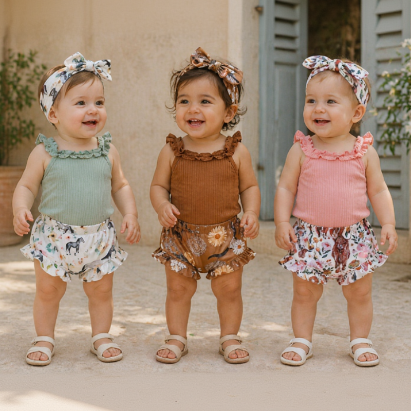 Baby Girl Summer Outfit – Urocze i zwiewne – zestaw ubranek dla niemowląt