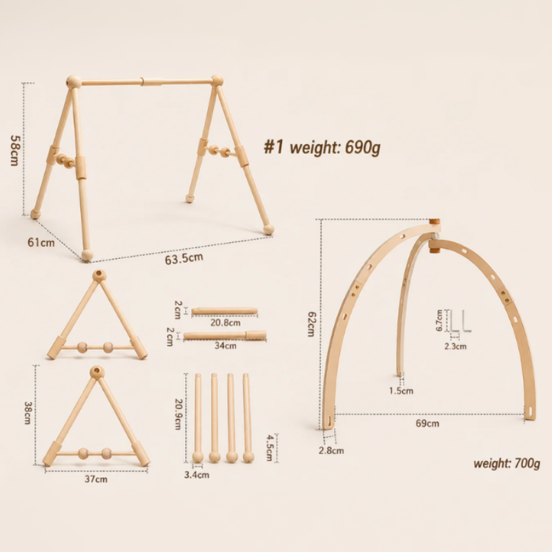 Wooden Baby Rattle Toy – Rozwój zmysłów i bezpieczeństwo – Baby Gym