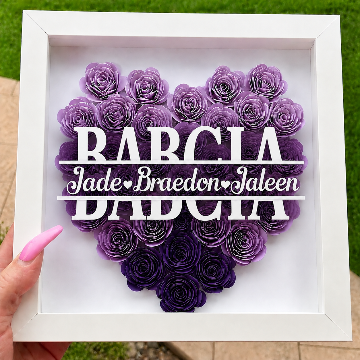 Personalized Rose Shadow Box – Wyjątkowy prezent na Dzień Matki – spersonalizowane pudełko z różami
