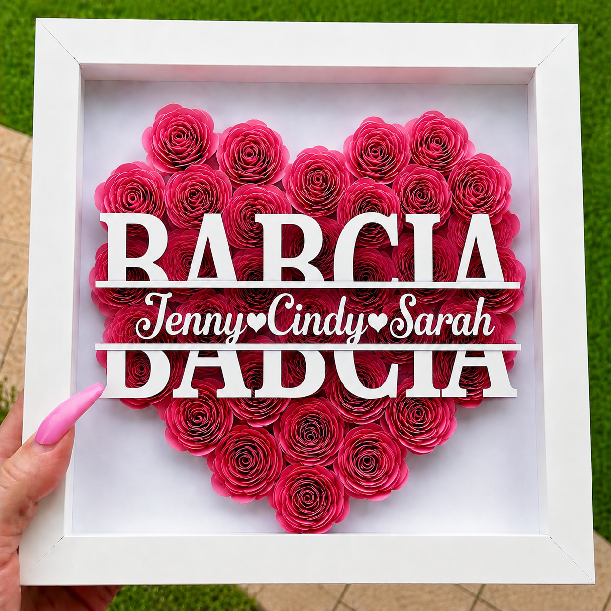 Personalized Rose Shadow Box – Wyjątkowy prezent na Dzień Matki – spersonalizowane pudełko z różami