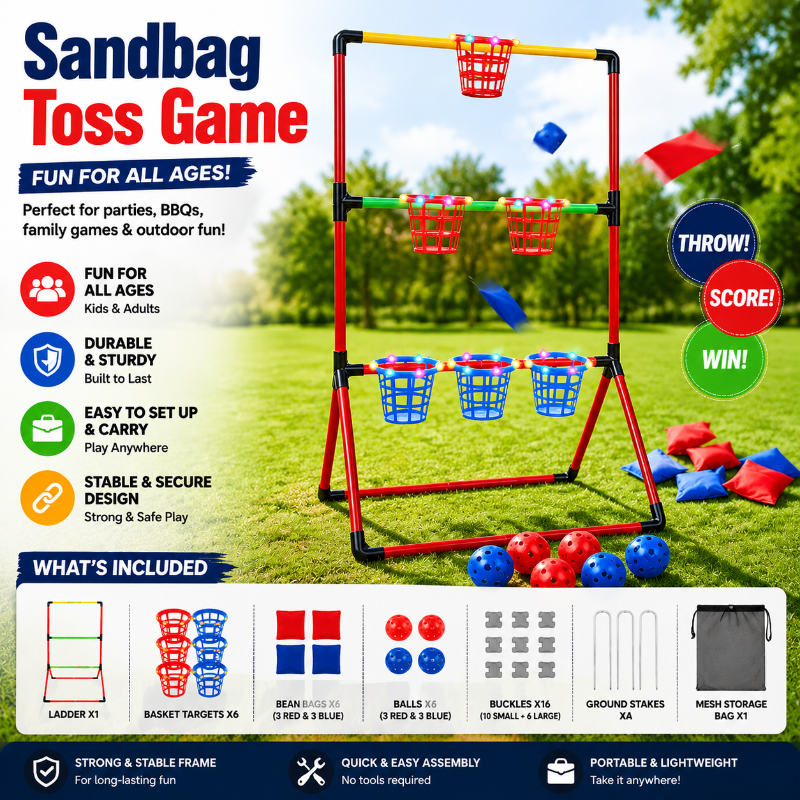Sandbag Toss Game – Interaktywne i na świeżym powietrzu – zestaw do gry z woreczkami z ziarnami