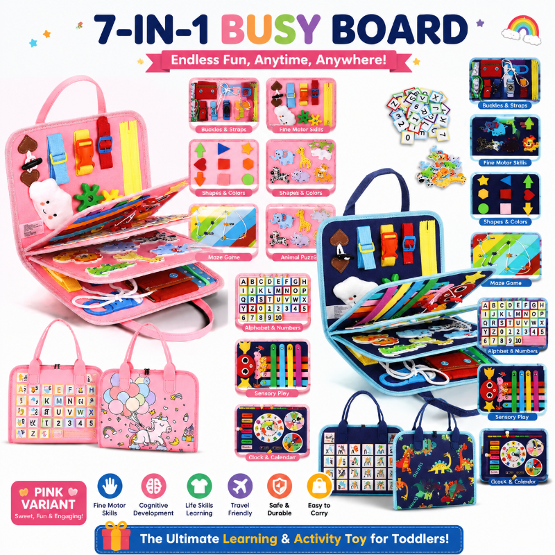 7-in-1 Busy Board – Motoryka i nauka – tablica z zadaniami