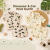 Dinosaur & Car Print Outfit – Stylowy i zabawny – letni zestaw ubrań