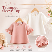 Thumbnail for Girls Trumpet Sleeve Top – Elegancja i wygoda – rękawy z koronką