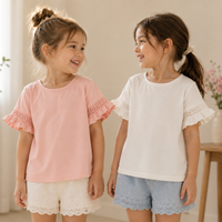 Thumbnail for Girls Trumpet Sleeve Top – Elegancja i wygoda – rękawy z koronką