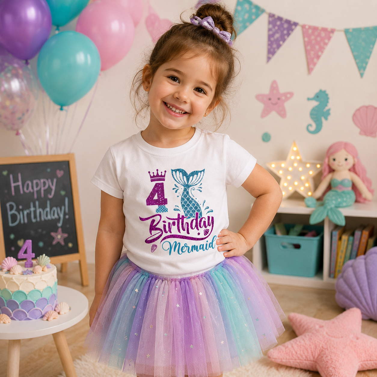 Birthday Graphic Tee – Urocze i zwiewne – dziecięca koszulka urodzinowa
