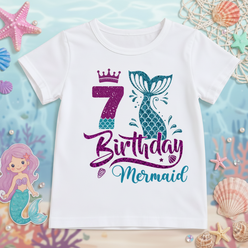 Birthday Graphic Tee – Urocze i zwiewne – dziecięca koszulka urodzinowa