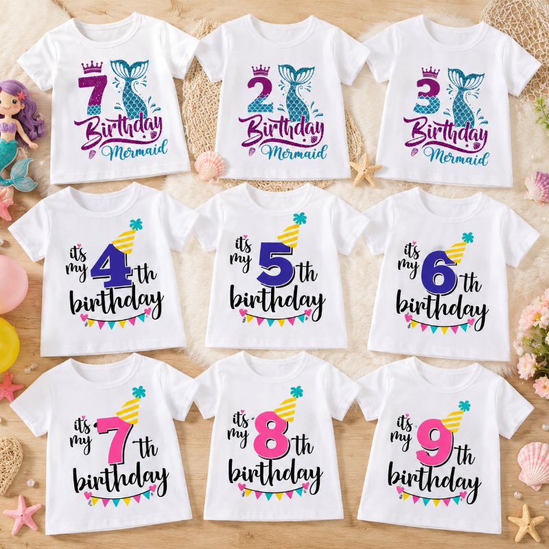 Birthday Graphic Tee – Urocze i zwiewne – dziecięca koszulka urodzinowa