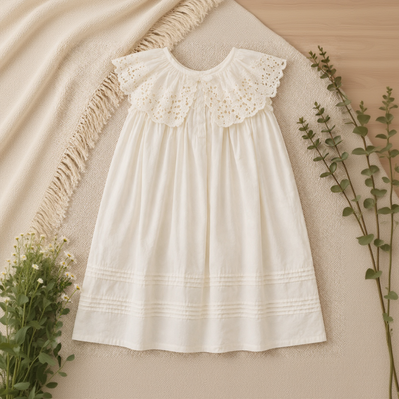 Sleeveless Dress – Elegancka i wygodna – sukienka z koronkowym kołnierzem