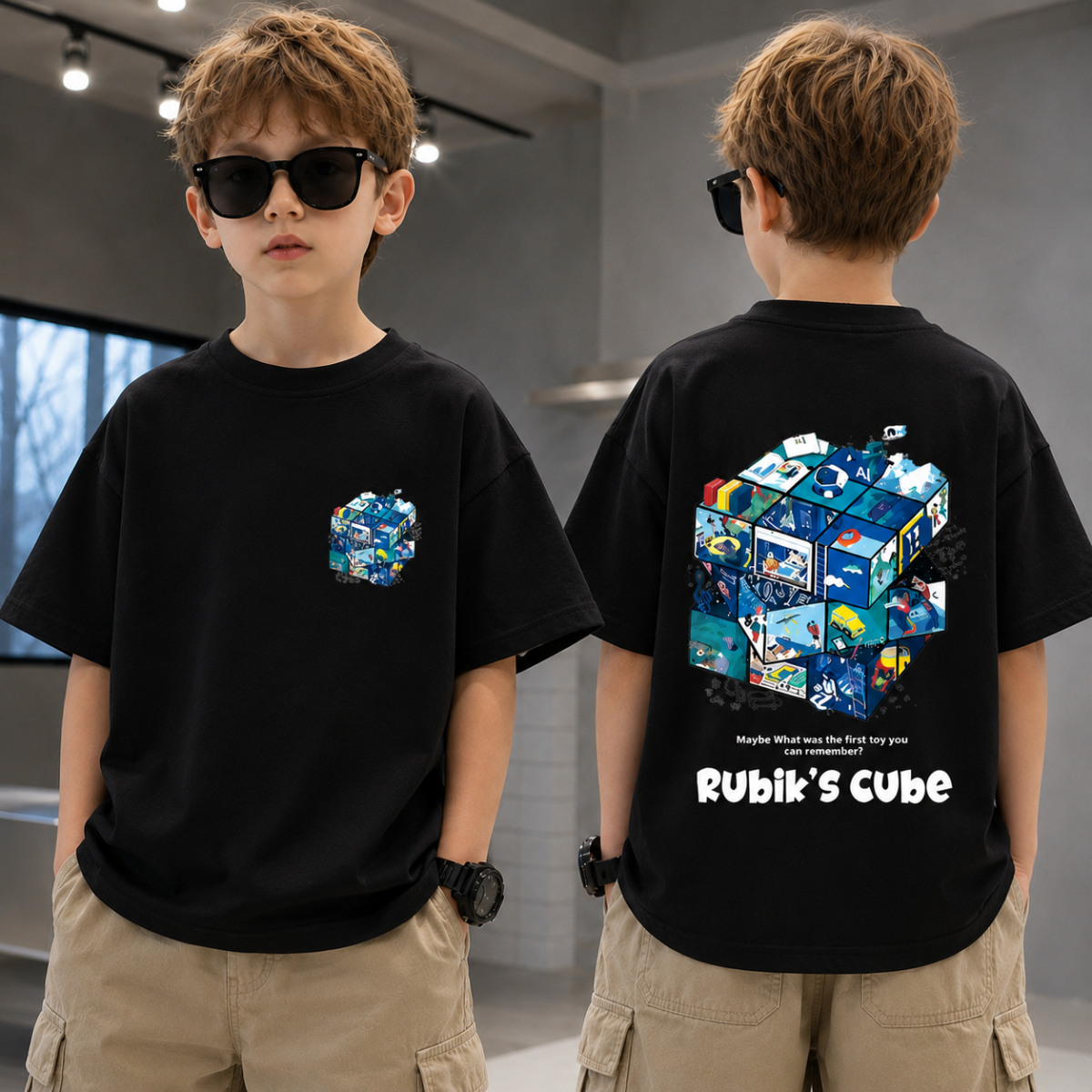 CubePlay – Miękkie i modne – koszulka z motywem kostki Rubika