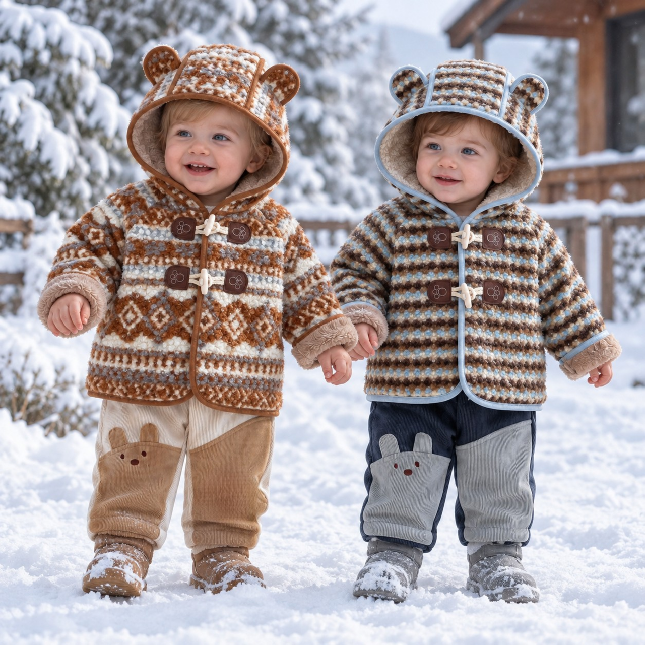 LittleWarm – Przytulny i stylowy – płaszcz zimowy z wzorem Fair Isle