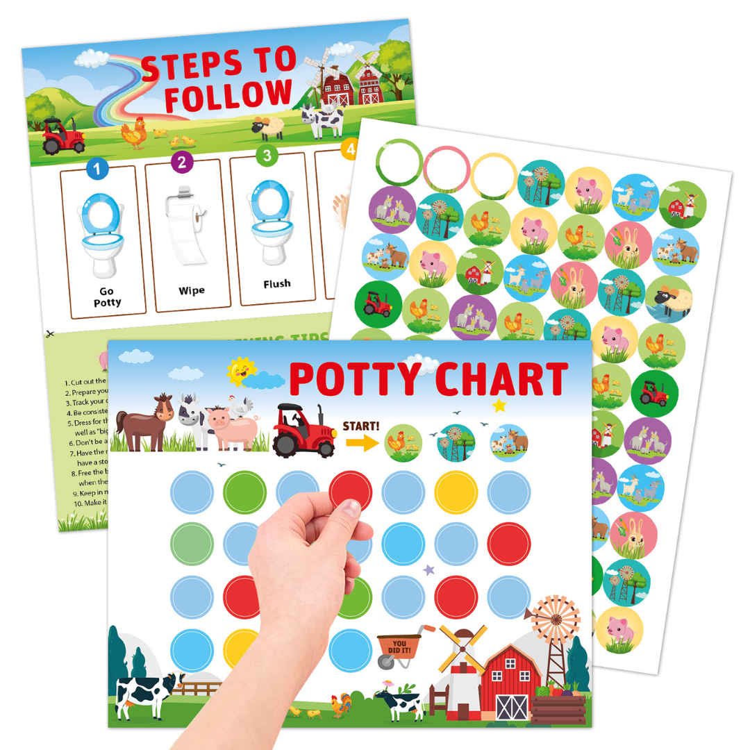 Potty Training – Zabawna i motywująca - karta do nauki korzystania z nocnika z naklejkami