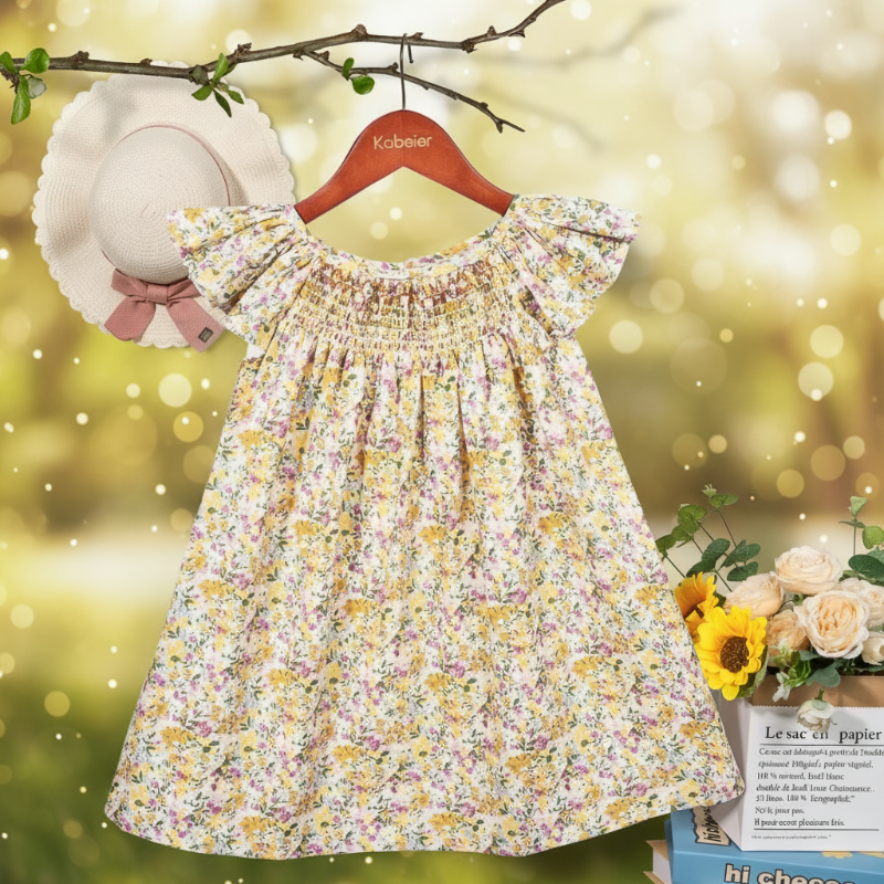 Floral Dress – Lekka i zwiewna – sukienka dla dziewczynek z falbanowymi rękawami