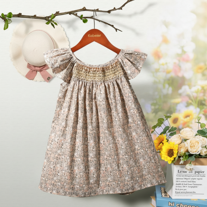 Floral Dress – Lekka i zwiewna – sukienka dla dziewczynek z falbanowymi rękawami