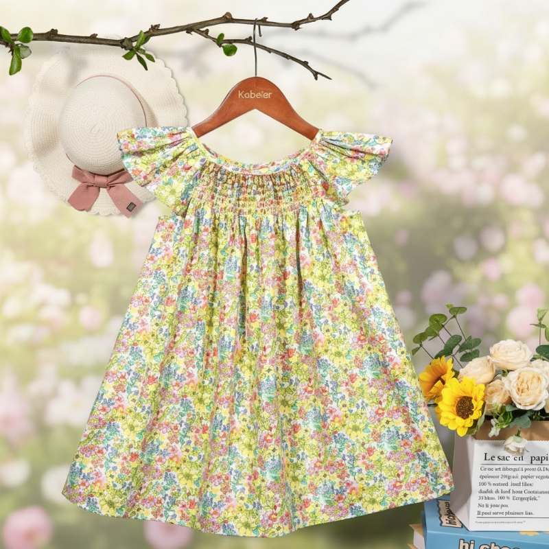 Floral Dress – Lekka i zwiewna – sukienka dla dziewczynek z falbanowymi rękawami