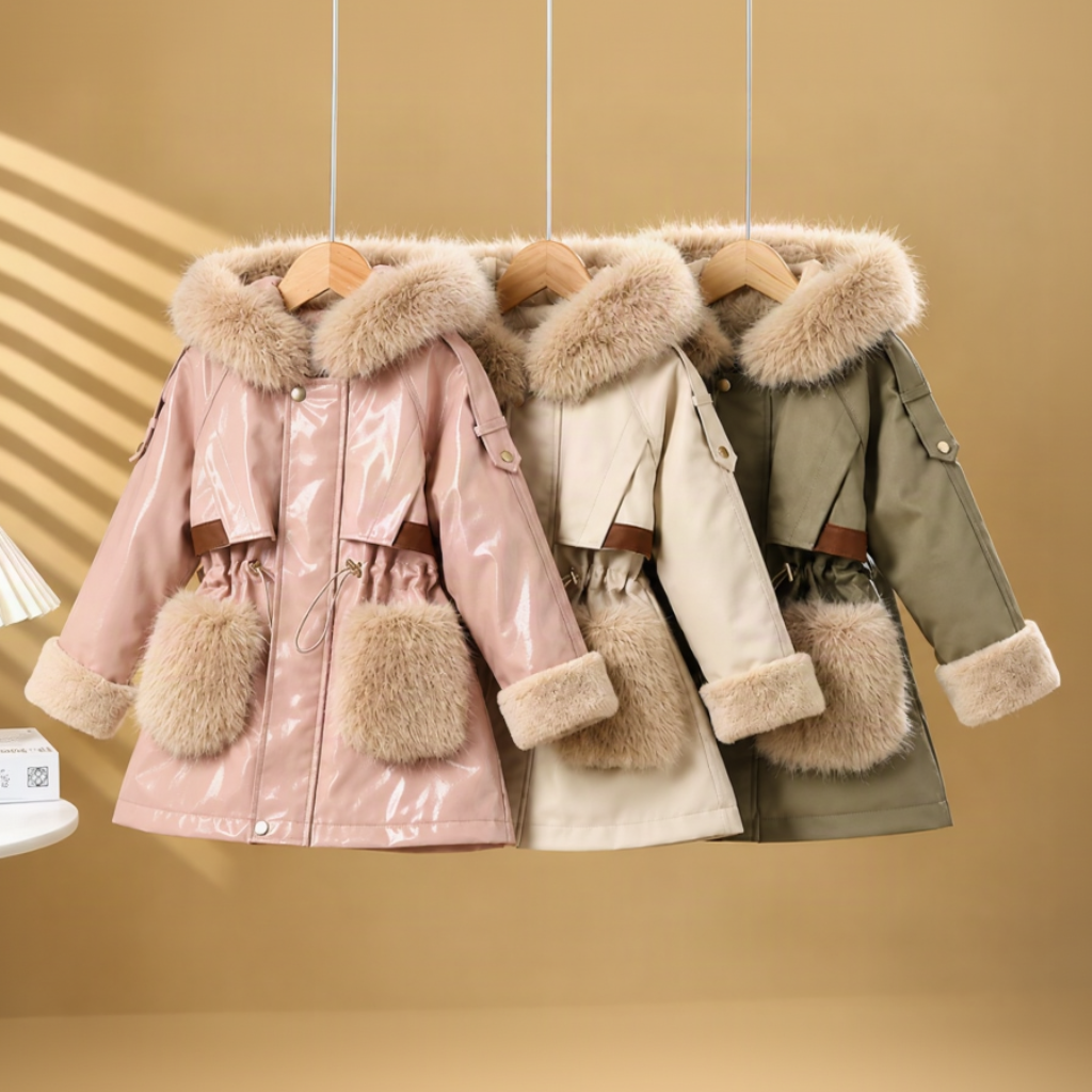 CozyParka – Ciepła i miękka – zimowa kurtka dla dziewczynek z pluszowym kołnierzem