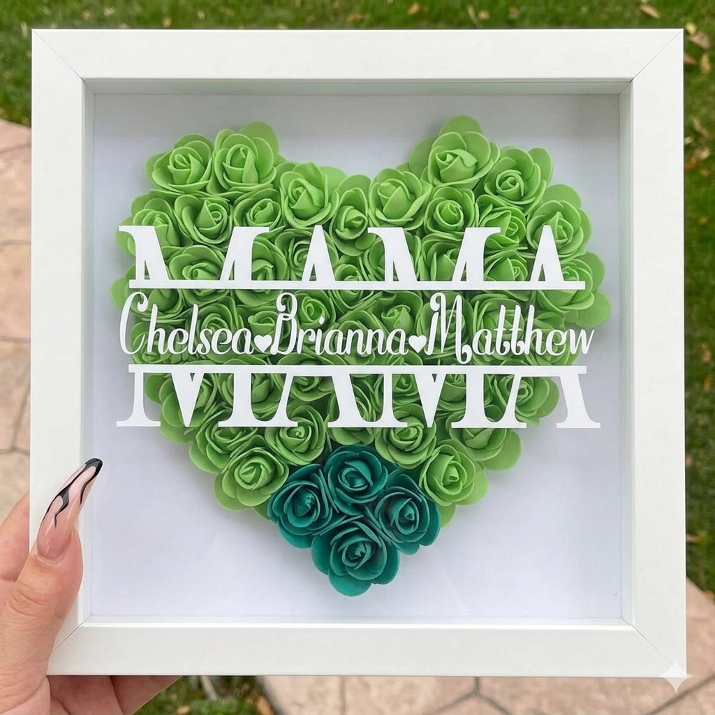 Personalized Rose Shadow Box – Wyjątkowy prezent na Dzień Matki – spersonalizowane pudełko z różami