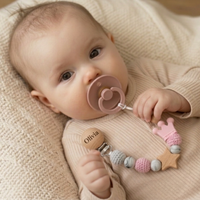 Thumbnail for Baby Pacifier Holder – Z imieniem – spersonalizowane koraliki drewniane i silikonowe