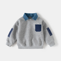 Thumbnail for CoolJunior – Ciepły i stylowy – sweter dla chłopców z dżinsowym kołnierzem